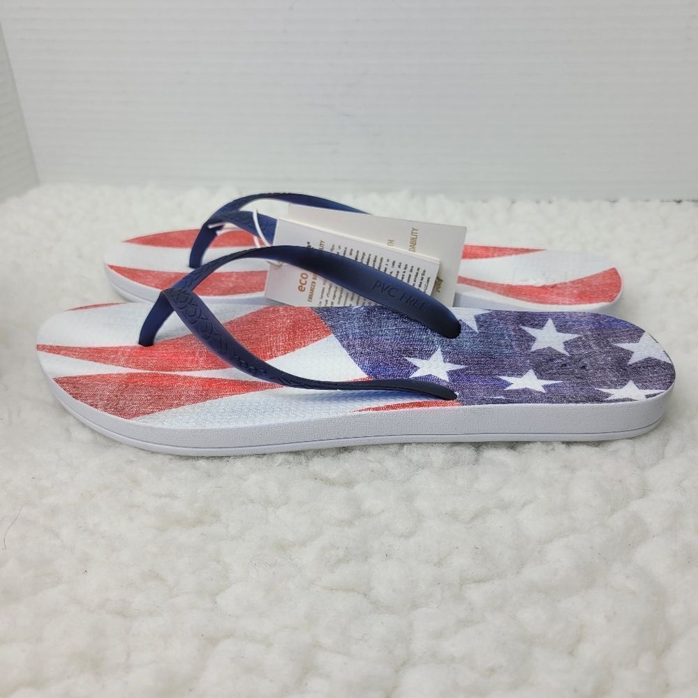 Reef Escape Lux Navy Americana Womens Size 9 Thong Flip-Flop Shoes New - Picture 3 of 10